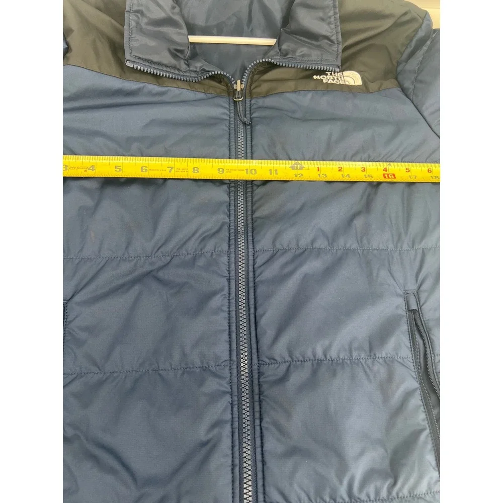 The North Face Mens Puffer Jacket Navy Blue Black Colorblock Insulated‎ Small